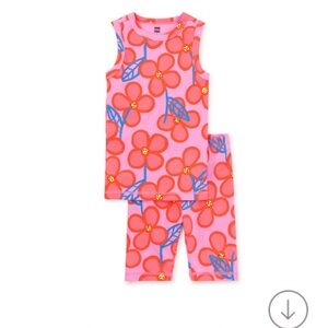 Tea Collection Floral Pink Sleeveless shorts Pajama Set